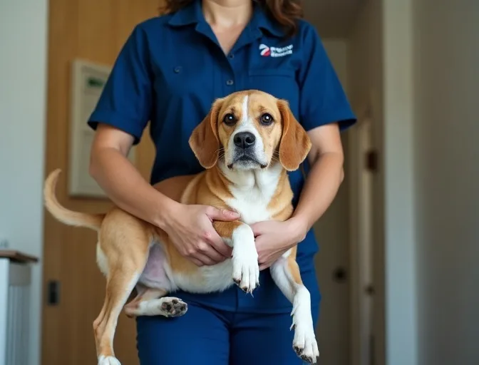 Technician respectfully transporting a deceased dog in Mount Burnett
